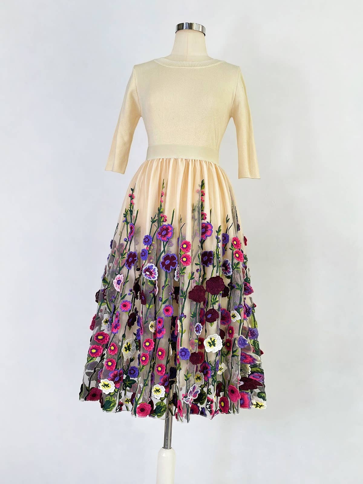 Multi Colored SK028Y Ethereal 3D Embroidered Fairy Skirt - Spring/Autumn for wholesale on Faire1