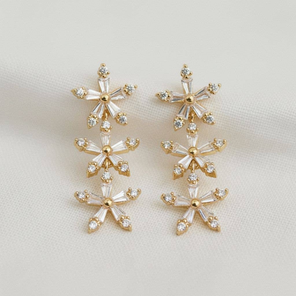 Ellemadera - Vente Boucles d'oreilles pendantes - Boucles d'oreilles pendantes en cristal floral avec éclat radieux1