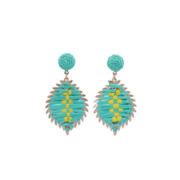 Urbanista Outlet - Venta al por mayor Pendientes colgantes - Pendientes de hojas en bloque de color ratán hechos a mano