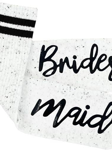 Dobbeltstribede bomuldsstrømper - Brudepige (Konfetti Elfenben) for engroshandel hos Funky Junque