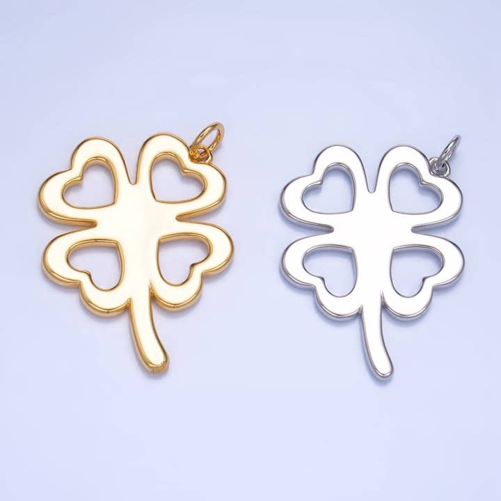 24K Gold Filled Artisan Clover Leaf Charm in Gold & Silver | W051 for wholesale by Aim Eternal