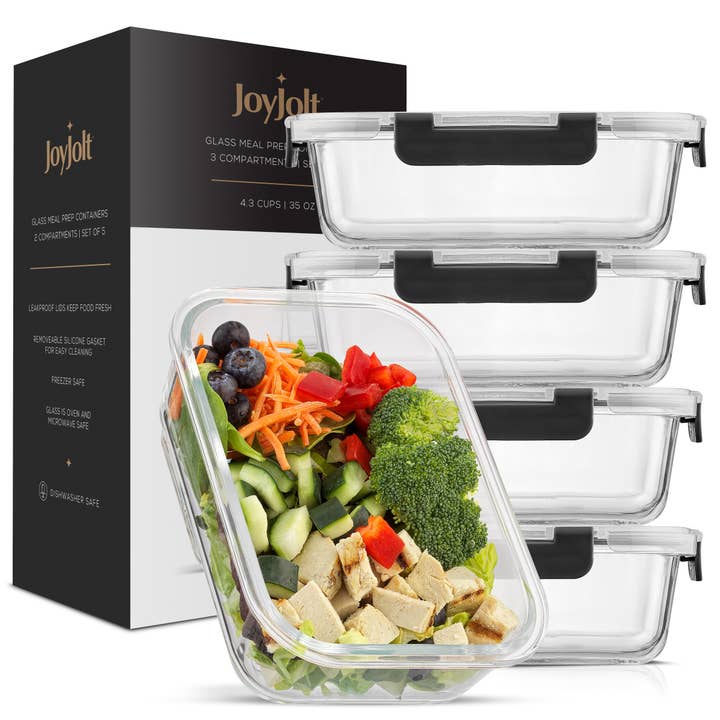 JoyJolt - Wholesale Food Storage Container - Glass Food Storage Containers with Airtight Lids - Set of 58