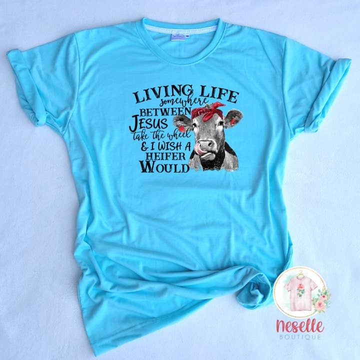 Tee-shirt drôle de génisse pour la vente par Neselle Boutique