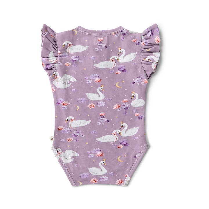 Snuggle Hunny - Venta al por mayor Body sin pies - Bebés - Body de manga corta orgánico con volante Swan Lake4