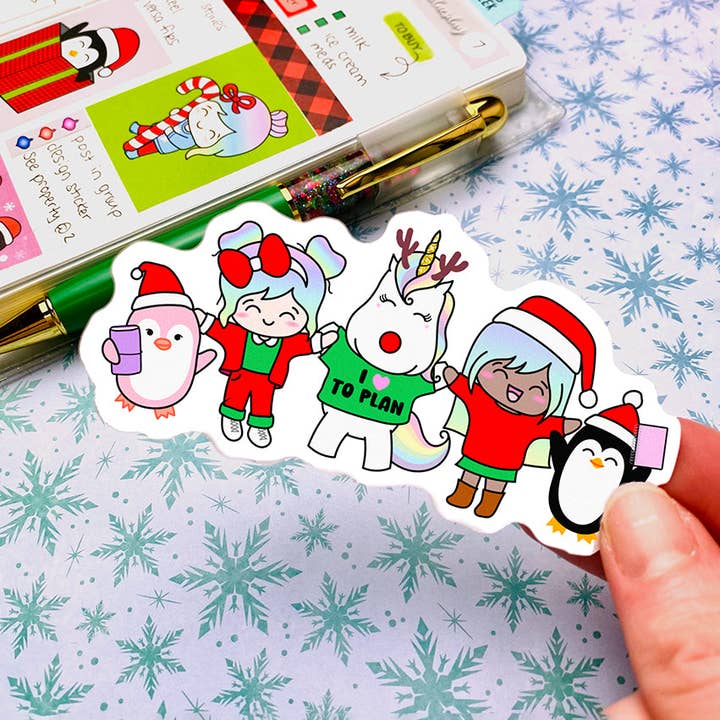 Christmas Shine Characters DIE CUT Sticker for wholesale by Shine Sticker Studio