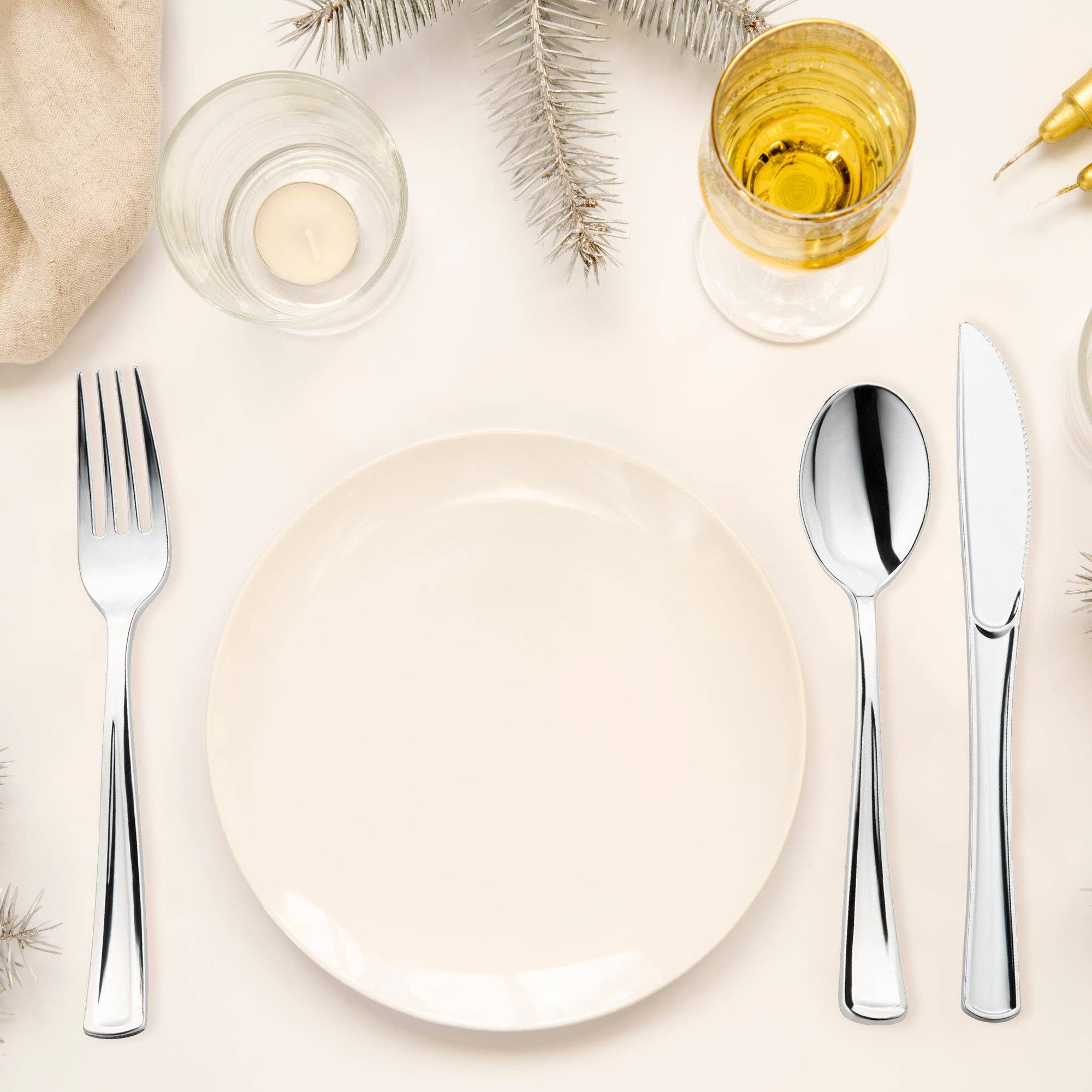 Smarty had a Party - Wholesale Wegwerpserviesset - Glanzende metalen zilveren plastic messen - 24 stuks8