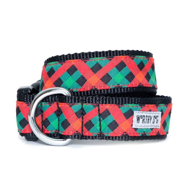 Red Green Black Holiday Check Collar for wholesale on Faire