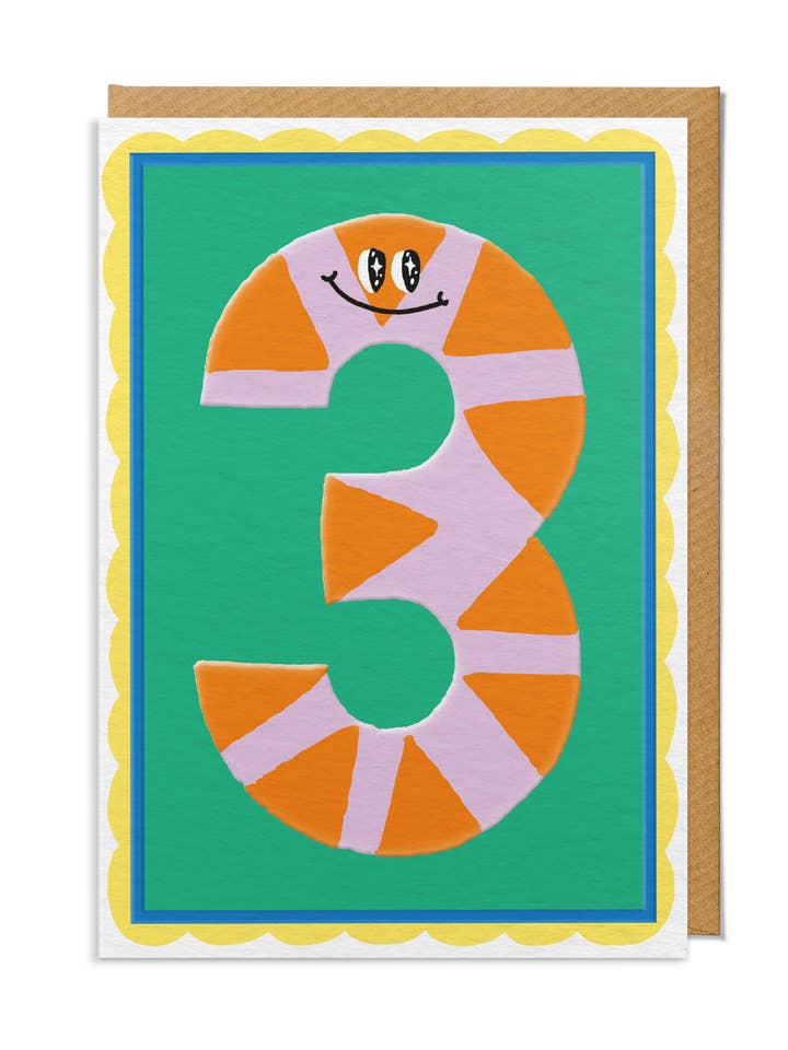 Third (3rd) Birthday Card — Smiling Triangle Pattern for wholesale by SANDERS DE ROEPER