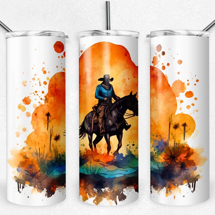 Gobelet à aquarelle Rodeo Cowboy pour la vente par FloBama Girls Wholesale