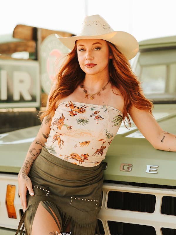 LUCKY & BLESSED - Wholesale Corset - Women's - Western Position Printed Corset Top