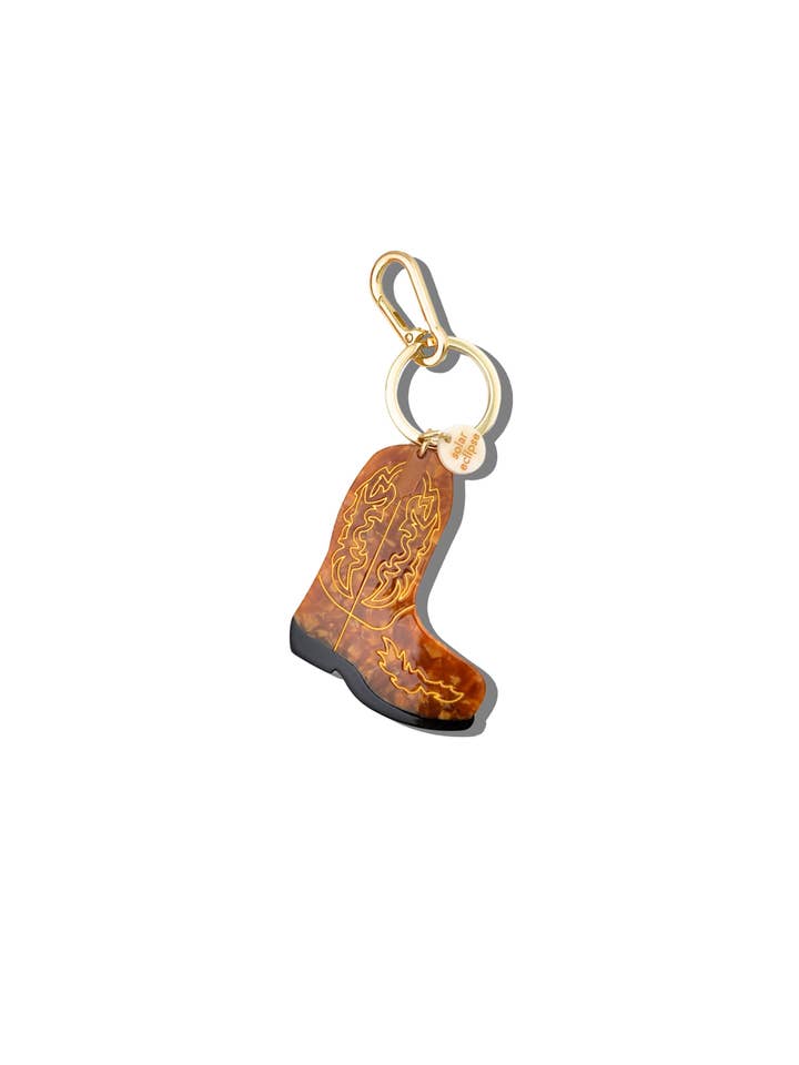 Hand-painted Cowboy Boot Bag Charm & Keychain | Eco-Friendly for wholesale by Solar Eclipse