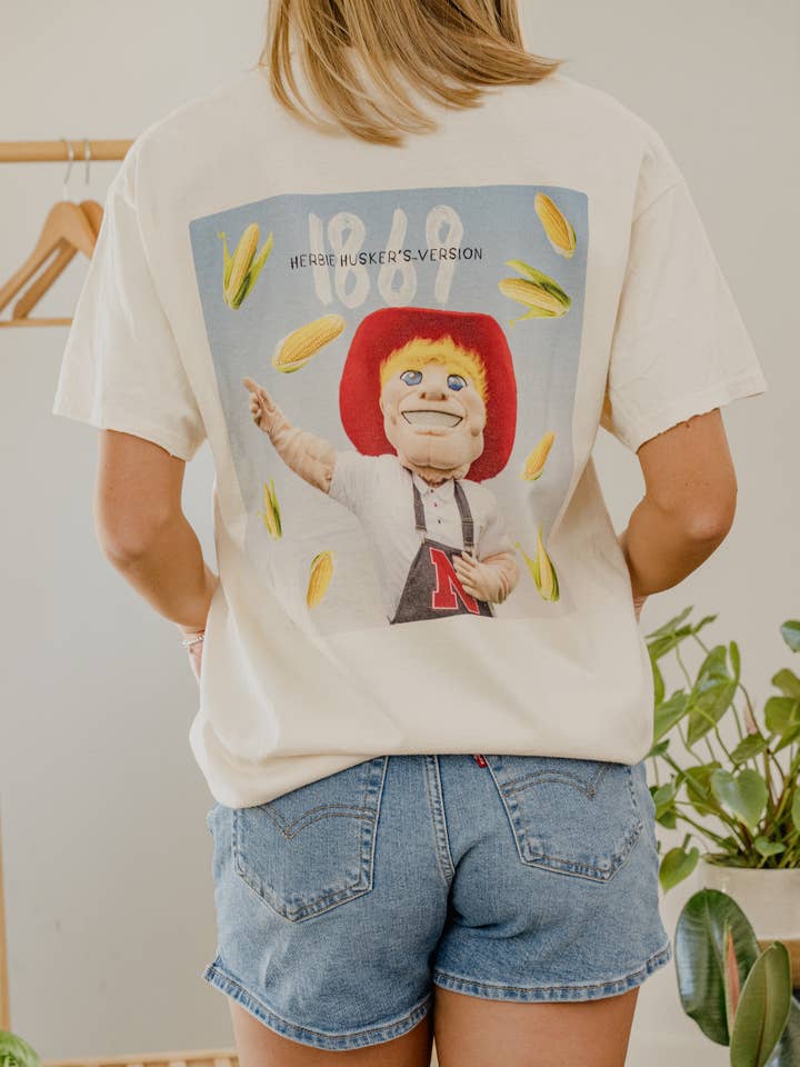 Nebraska Huskers Herbie's Version Off White Thrifted Tee for wholesale by LivyLu