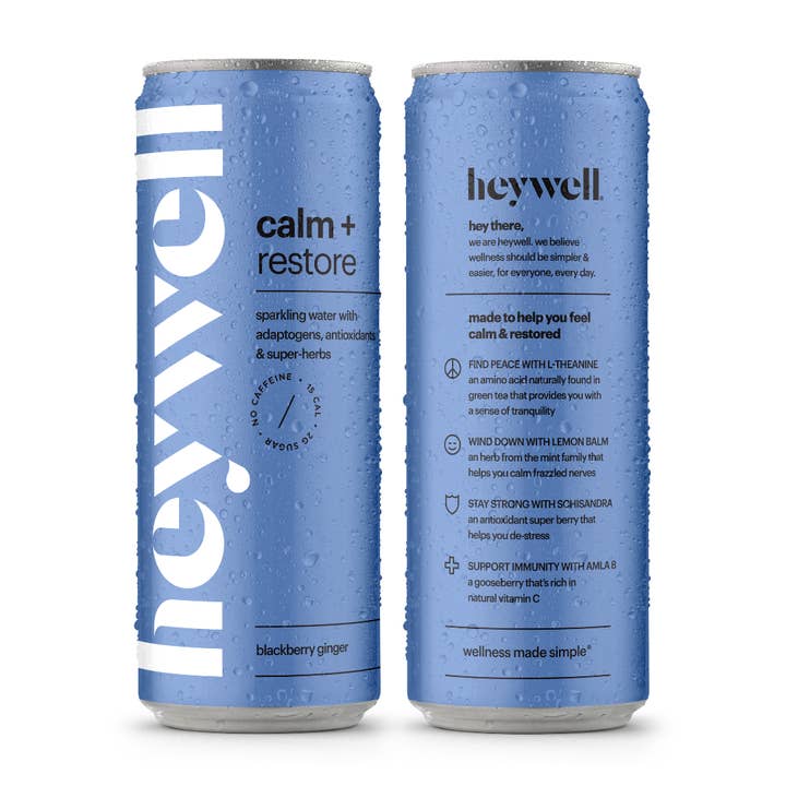 Heywell - Wholesale Sparkling Water - heywell calm + restore sparkling blackberry ginger - 12 pack1