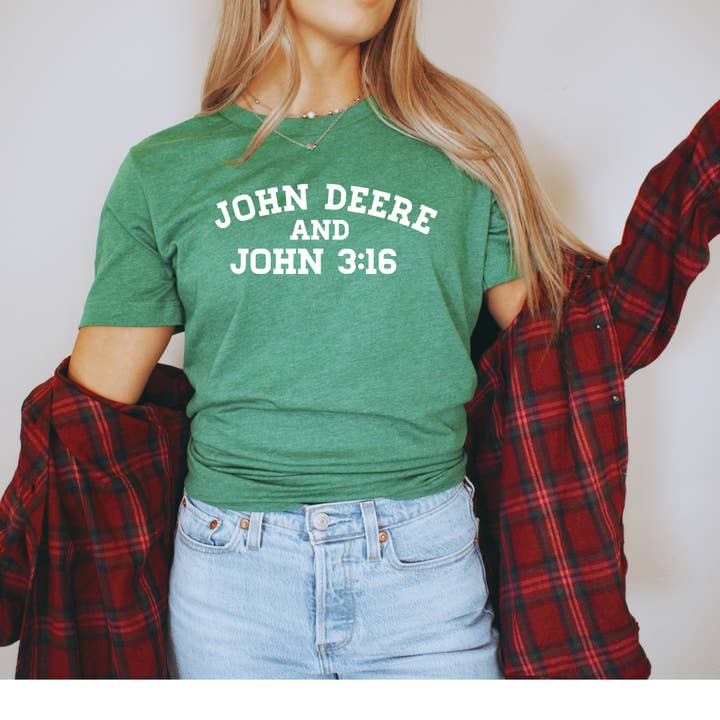 Small Town Clothing Company - Wholesale Screen Printed T-Shirt - Women's - John Deere & John 3:16 Shirt