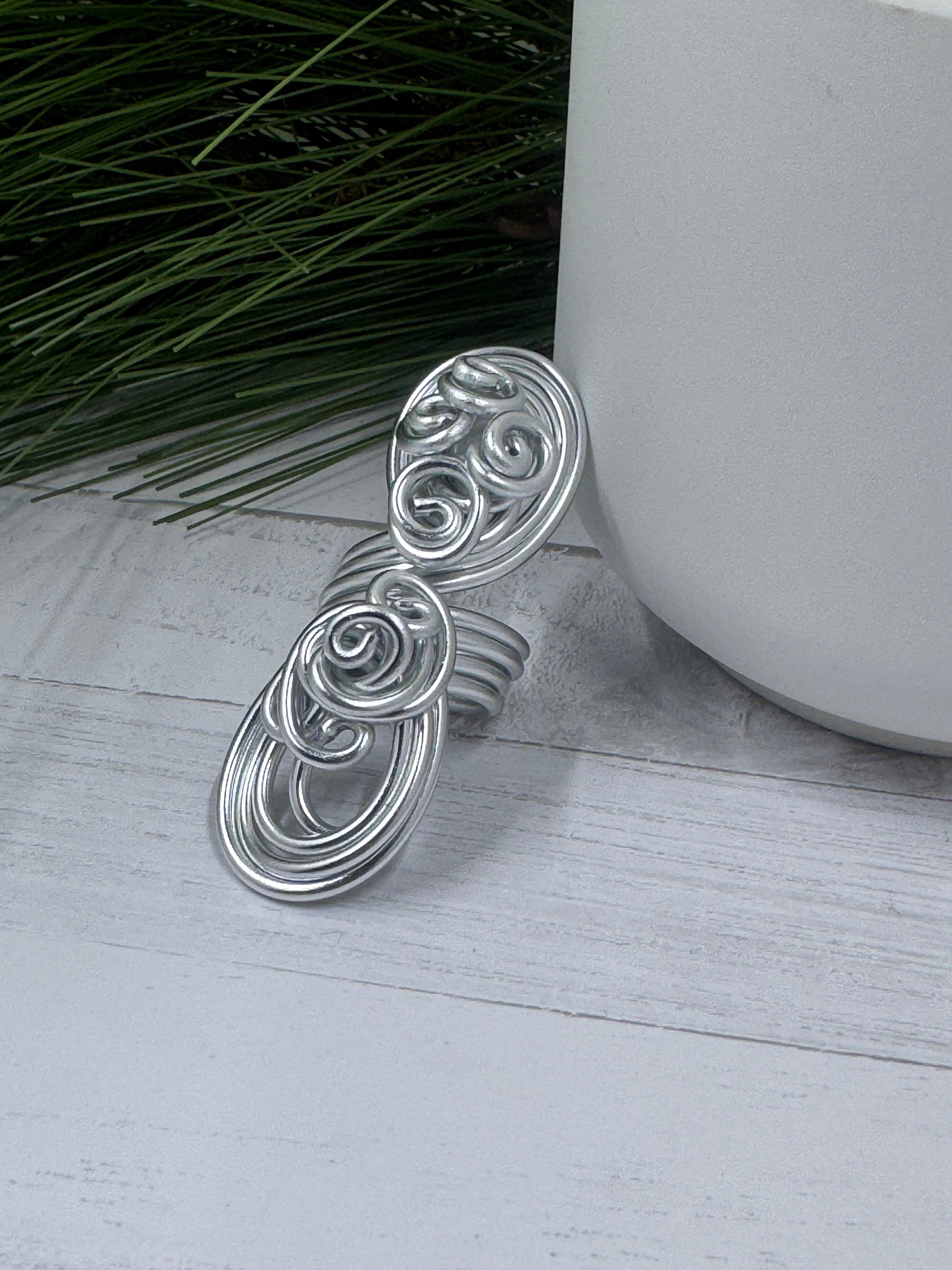 Jewelry With Me - Wholesale Cocktail/Statement Ring - Big cocktail ring, Wire Wrapped Statement ring, Silver wire wrapped ring, adjustable ring, aluminum wire ring, chunky ring, long ring1