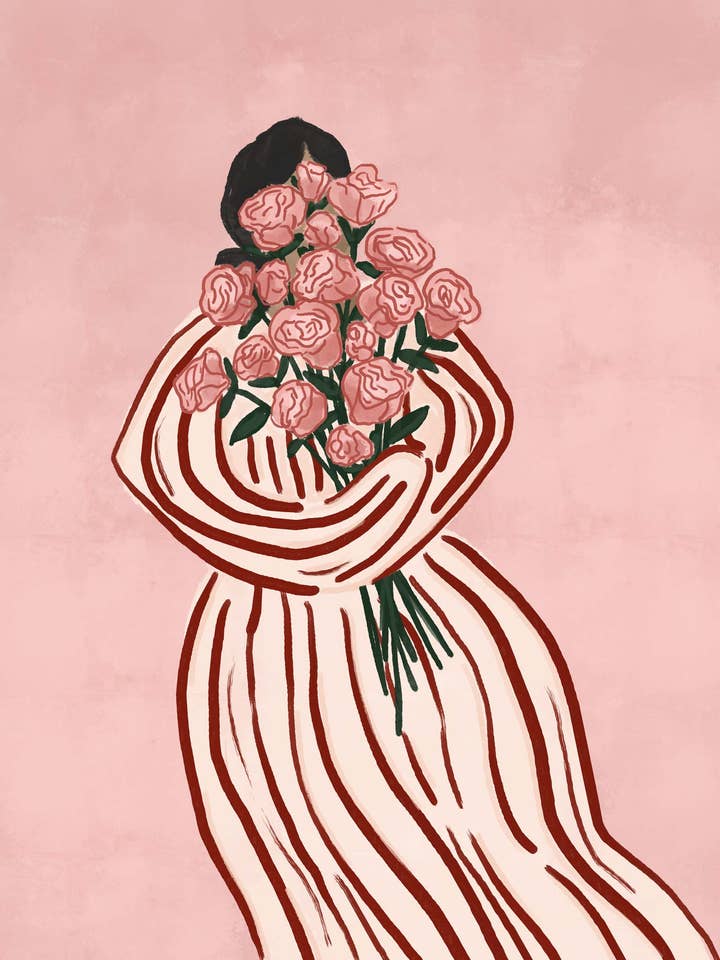 Buket af blomster kunsttryk (Fremstilles efter bestilling) for engroshandel hos Mimi & August