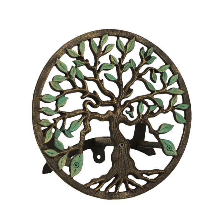 Zeckos - Wholesale Outdoor Ornament/Decor - Cast Iron Tree of Life Decorative Garden Hose Hanger 12-Inch1