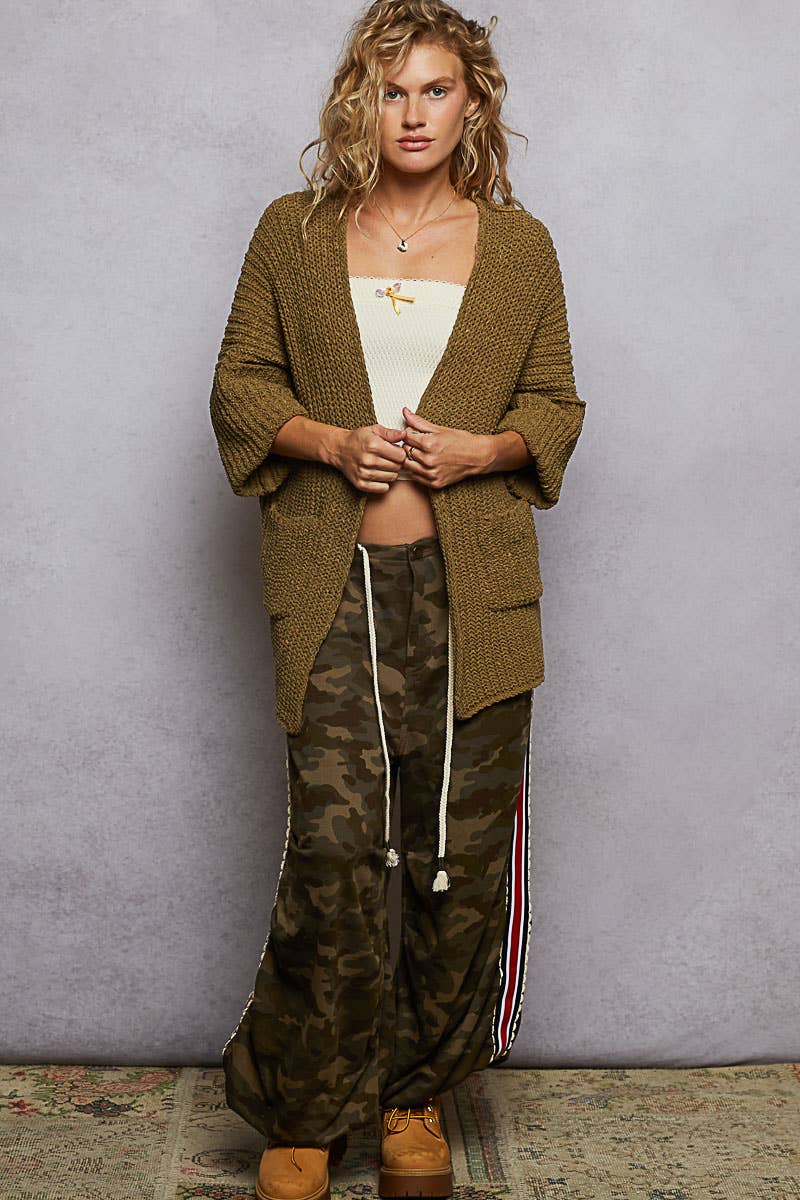 Pol Clothing - Vente Cardigan – femme - Gilet en chenille uni à manches longues avec poches EN SOLDE12