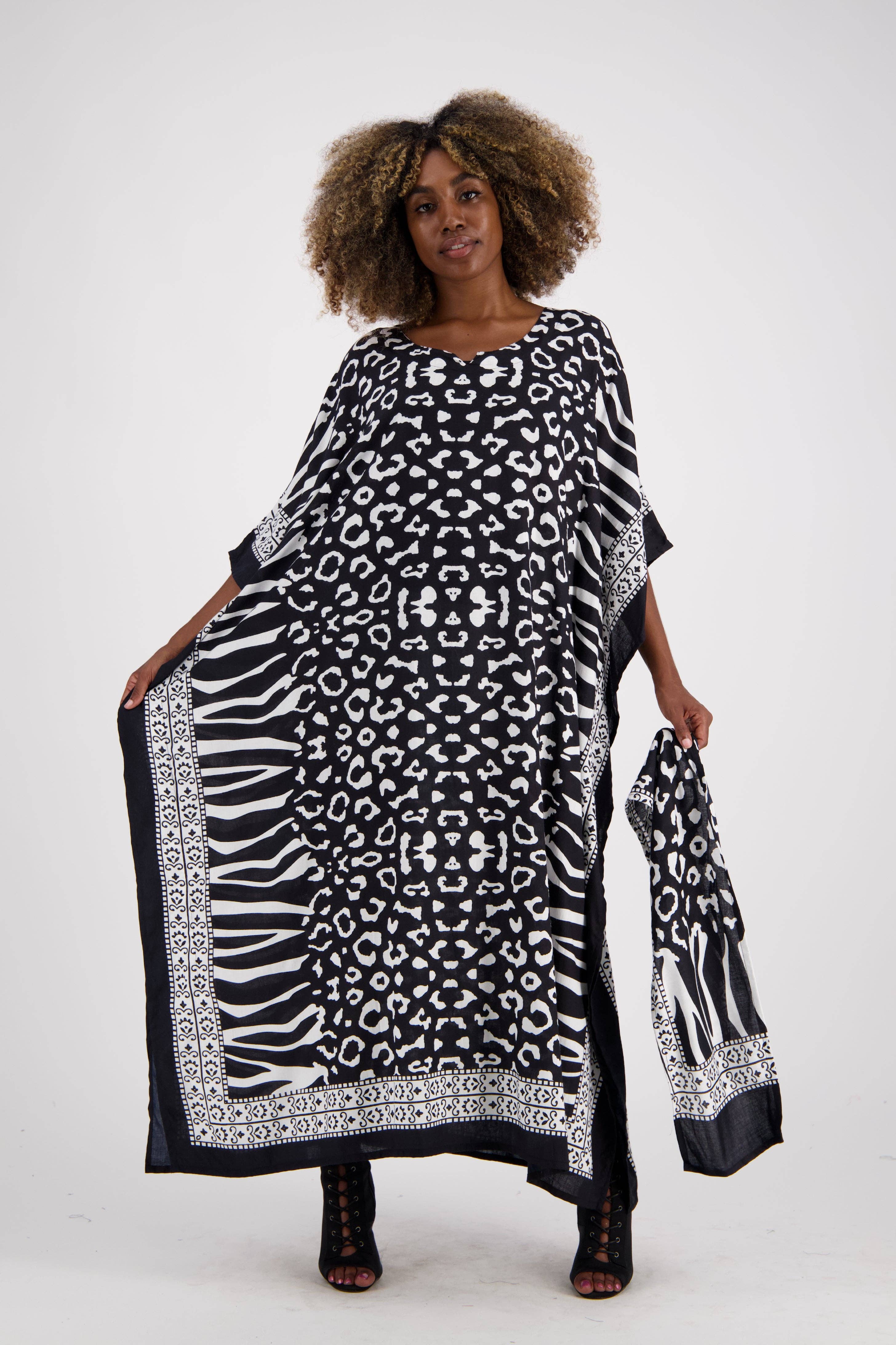 Assorted Zebra Print Kaftan KAF-1042 for wholesale on Faire2