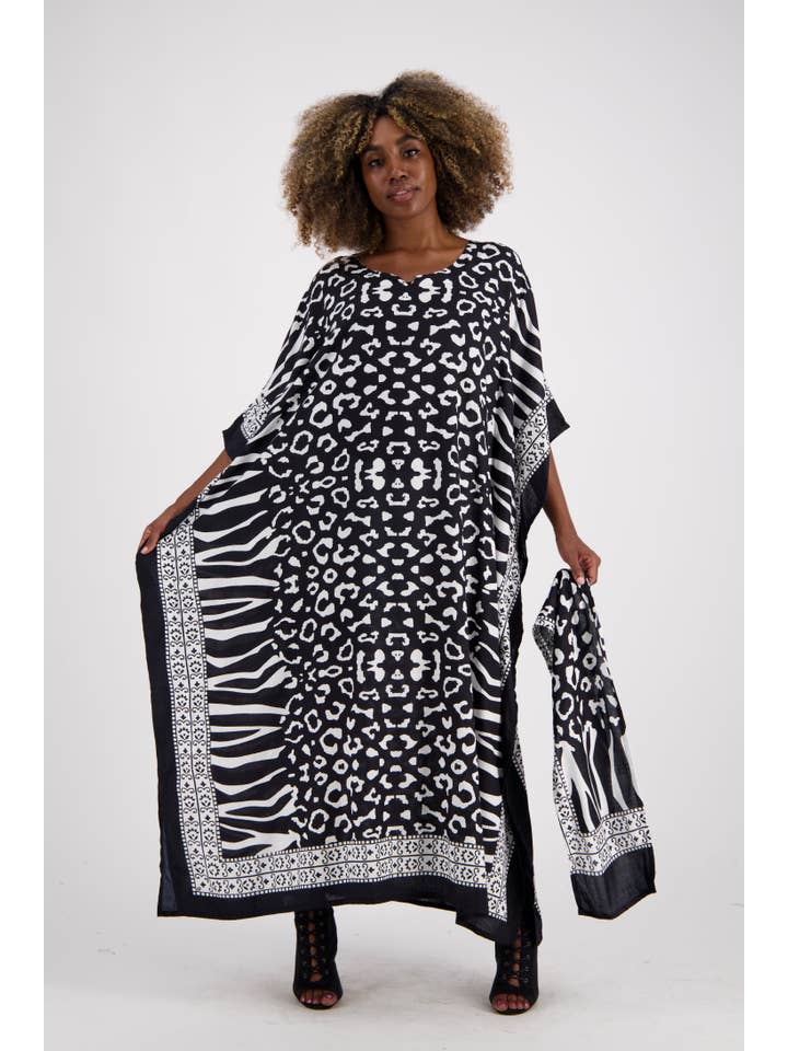 Assorted Zebra Print Kaftan KAF-1042 for wholesale on Faire2