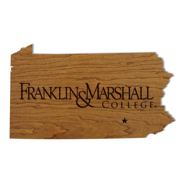 Franklin & Marshall Logo on State Wall Hanging – Crafted from Cherry and Maple Wood - Franklin and Marshall College for wholesale by LazerEdge