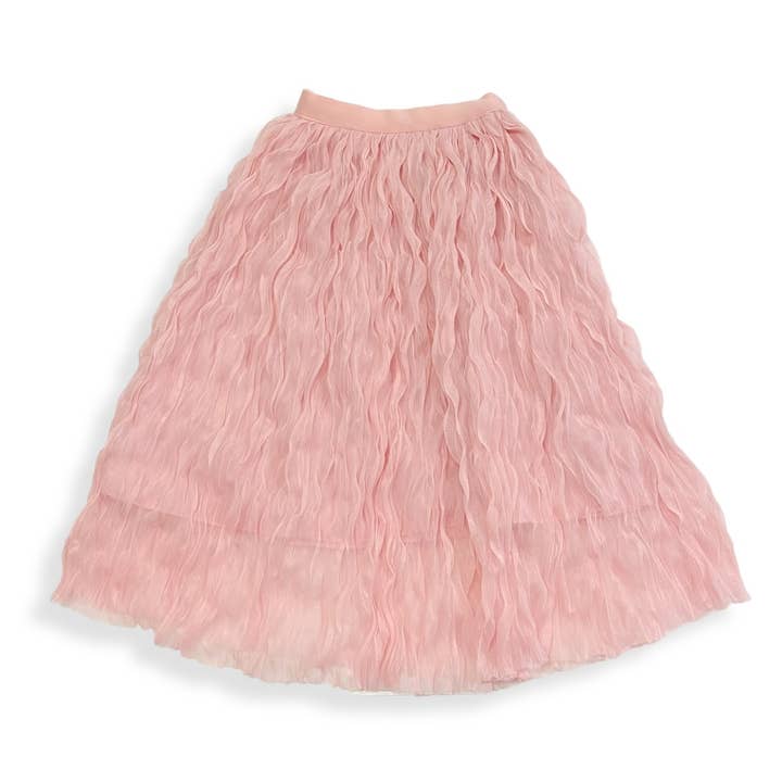 Pink 17065 Wavy Mesh Midi Skirt for wholesale on Faire6