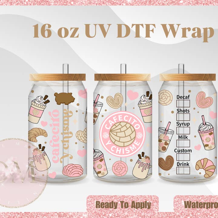 Cafecito y Chisme UV DTF Wrap for wholesale by Dm Crafting