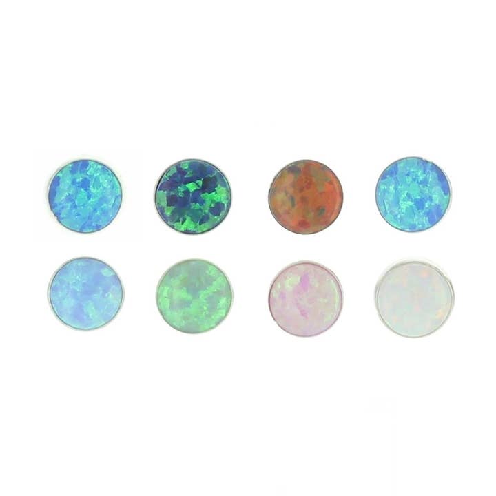 Orecchini a perno con opale sintetico da 6 mm per la vendita all'ingrosso da parte di Indigo Sterling Silver