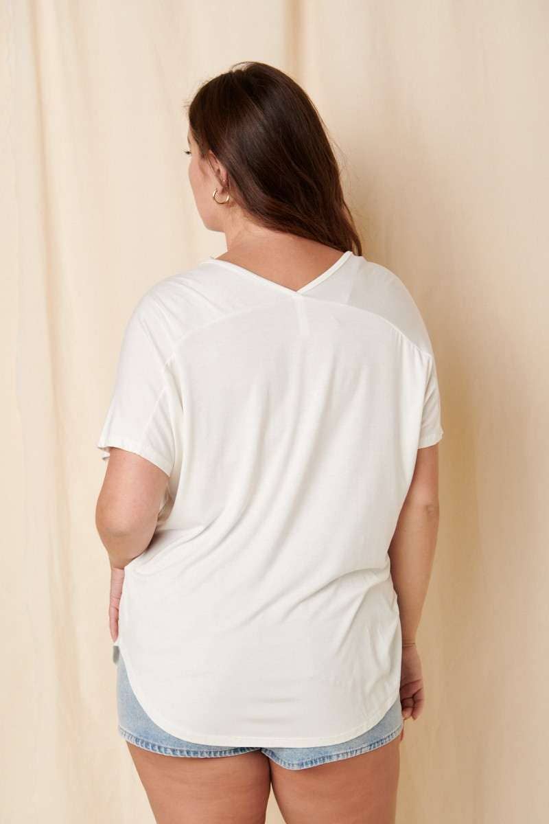 mittoshop - Wholesale T-Shirt - Women's - BT5074PL-PLUS BAMBOO FABRIC POCKET V-NECK TEE11