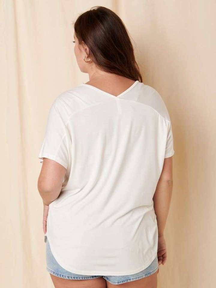 mittoshop - Wholesale T-Shirt - Women's - BT5074PL-PLUS BAMBOO FABRIC POCKET V-NECK TEE11