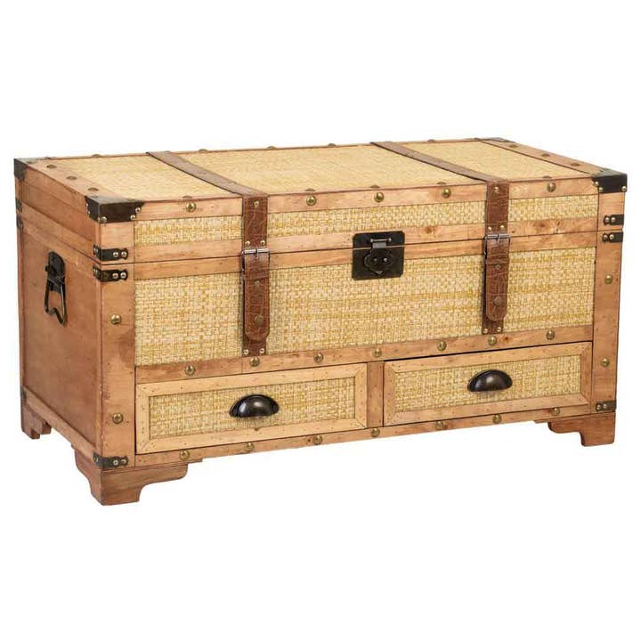 Creaciones Meng - Wholesale Luggage - Wooden trunk and suitcase and rack set 2 pieces2