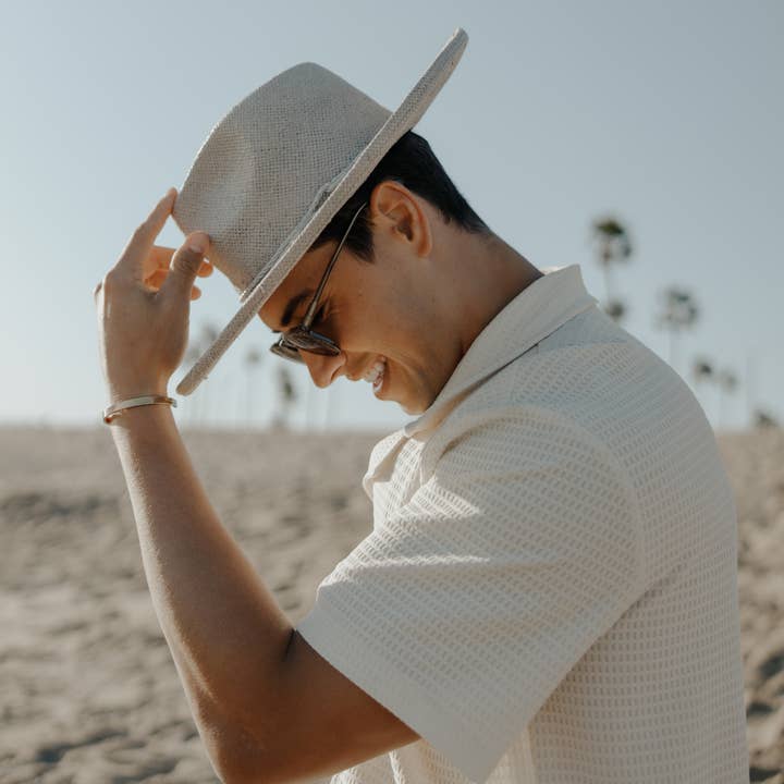 Straw Sun Hat Curled Brim - Style Horseshoe Bay for wholesale by American Hat Makers