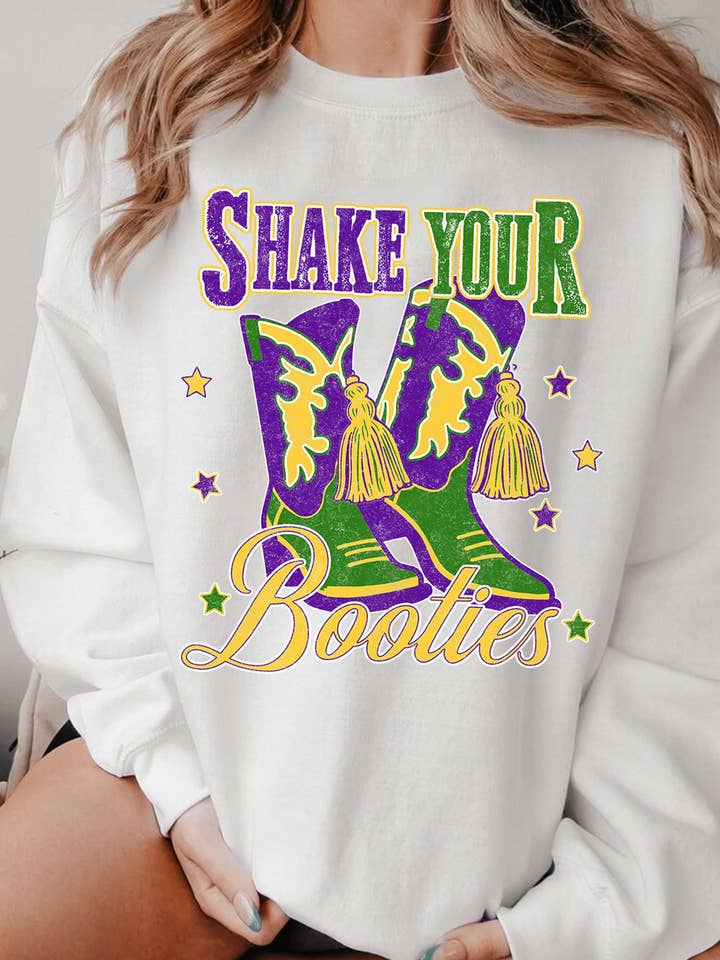 MARDI GRAS STØVLER RYST DINE STØVLER GRAFISK BØRSTE SWEATSHIRT for engroshandel hos Rustee Clothing