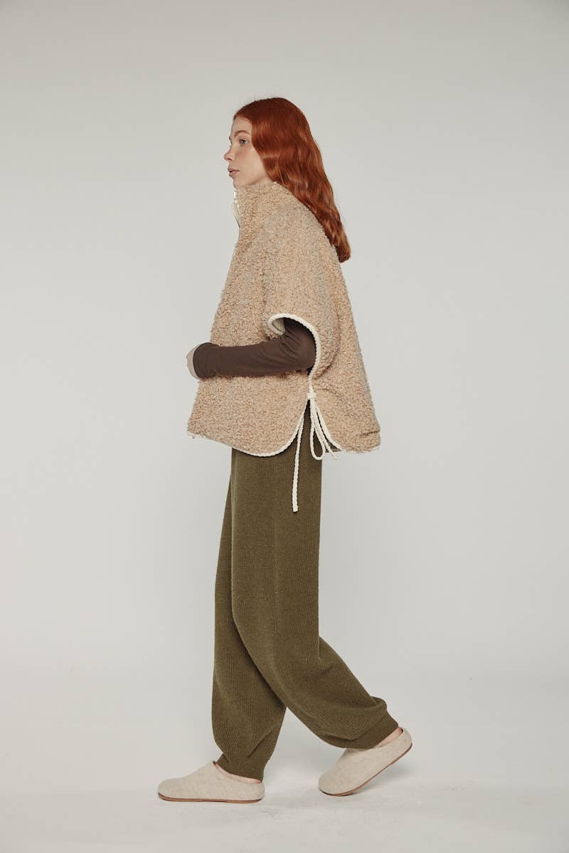 Cream Taupe Reversible high-neck vest for wholesale on Faire6