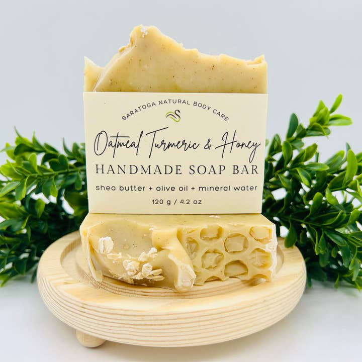 SARATOGA NATURAL BODY CARE LLC - Wholesale Bar Soap - Oatmeal Turmeric & Honey Handmade Soap Bar VEGAN