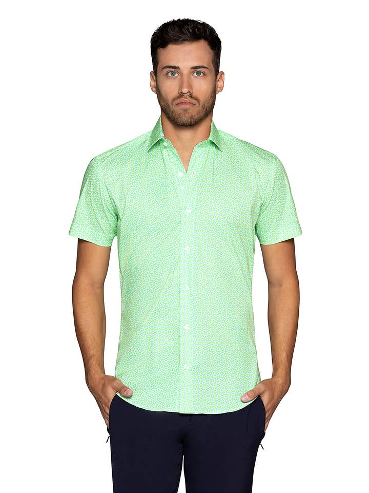 PATRICE ABSTRACT GREEN SHIRT for wholesale by Bertigo