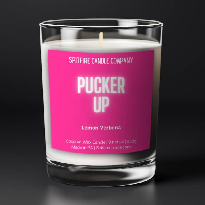 Pucker Up | 9oz Lemon Verbena Coconut Wax Scented Candle for wholesale by Spitfire Candle Company