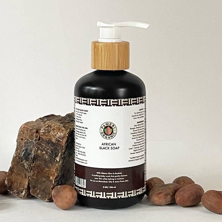 PAMERI ORGANIC SHEA BUTTER - Venta al por mayor Gel de ducha/baño - Jabón negro de África Oriental, 8 onzas0