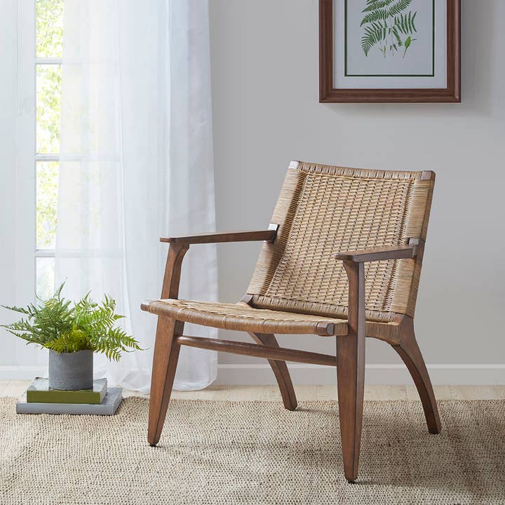 Olliix - Wholesale Chair - Rustic Farmhouse Ratten Seat Arm Chair, Natural *