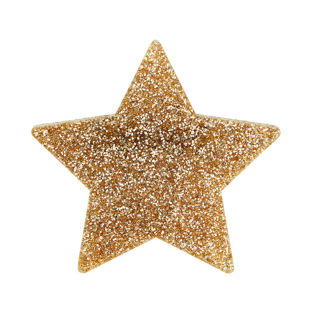 Goud Glitterbroche met gouden ster voor groothandel op Faire0