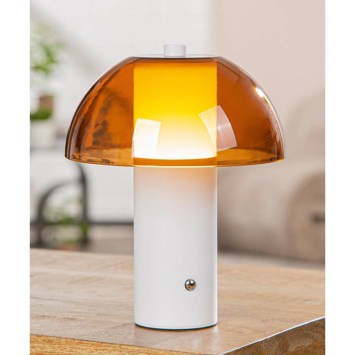 Table lamp (LED) Mushroom Lecce orange, white H. 20 cm, PU 1 for wholesale on Faire1