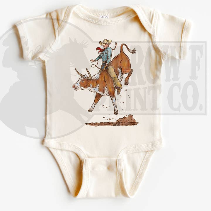 The Fringed Pineapple - Wholesale Bodysuit (Non-Footed) - Baby - Bull Riding Cowgirl S/S Onesie or Tee