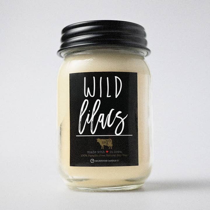13 oz Mason Jar Candle: Wild Lilacs for wholesale by Milkhouse Candle Company