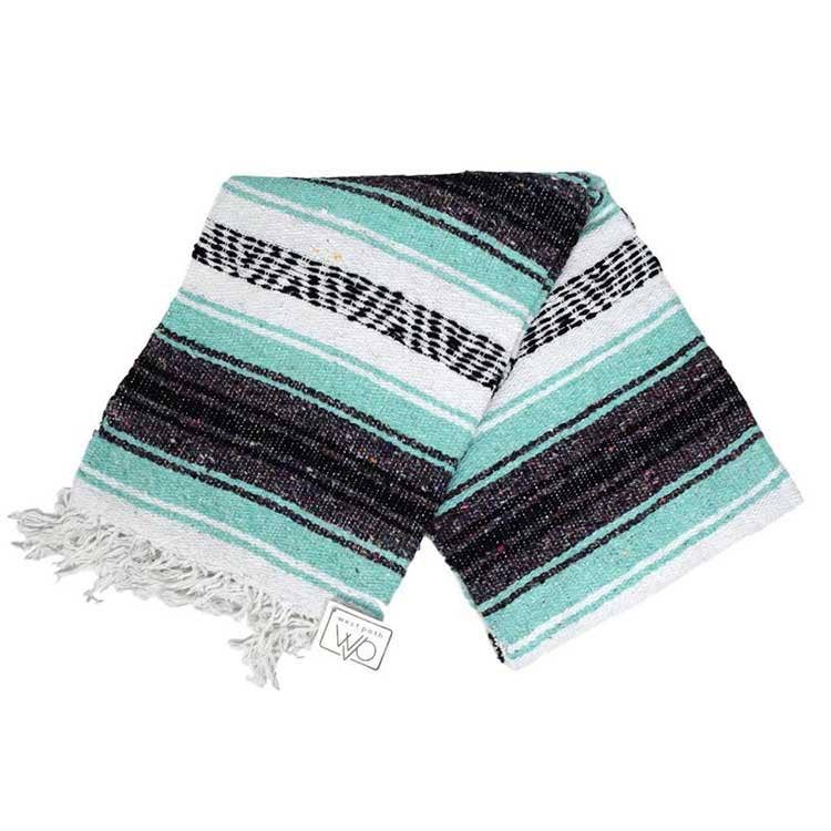 West Path - Wholesale Yoga Blanket - Mint and Grey Mexican Falsa Yoga Blanket3