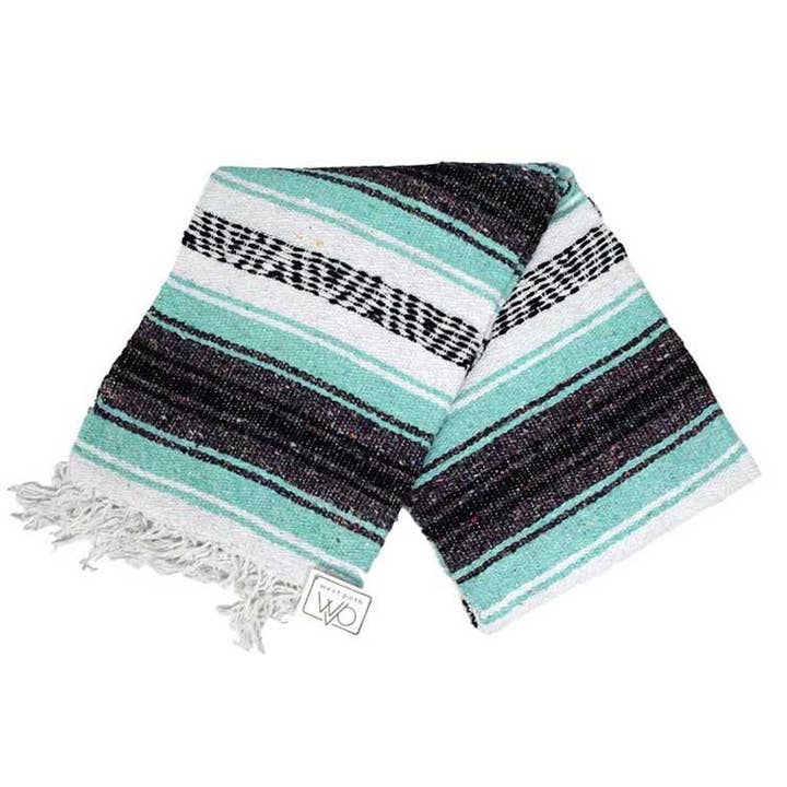 West Path - Wholesale Yoga Blanket - Mint and Grey Mexican Falsa Yoga Blanket3