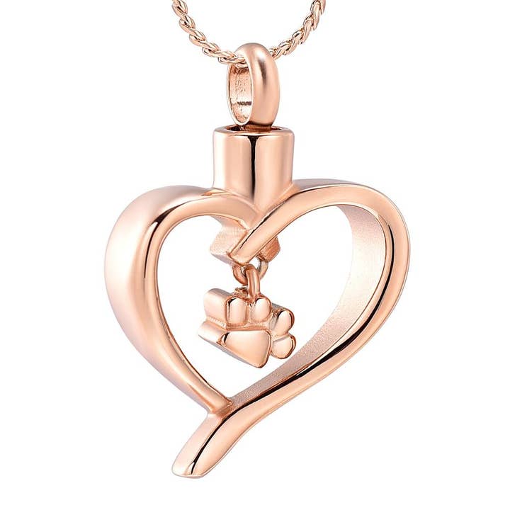 Pootafdruk in hart Pet Cremation Urn Ketting voor wholesale door Cherished Emblems