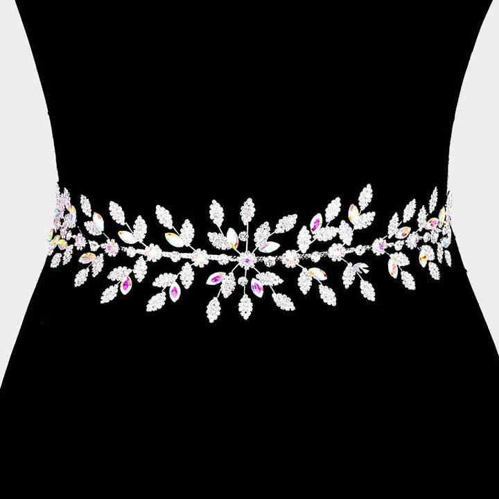 Cinturón de boda con cinta y pedrería floral de cristal marquesa para venta al por mayor de Sensibling Corp.