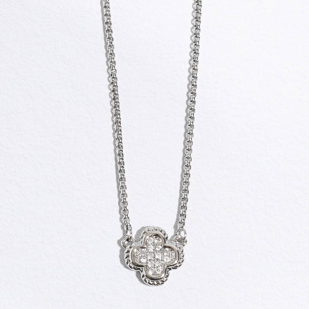 Fashion City - Wholesale Pendant/Charm Necklace - Clover CZ Pave Pendant Chain Necklace12