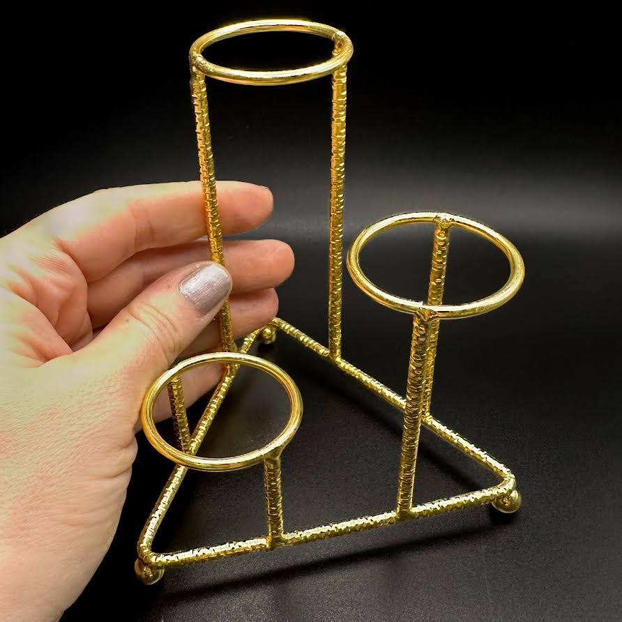 The Crystal Tabby - Wholesale Decorative Tabletop Object - Three Tiered Stand in Gold 1