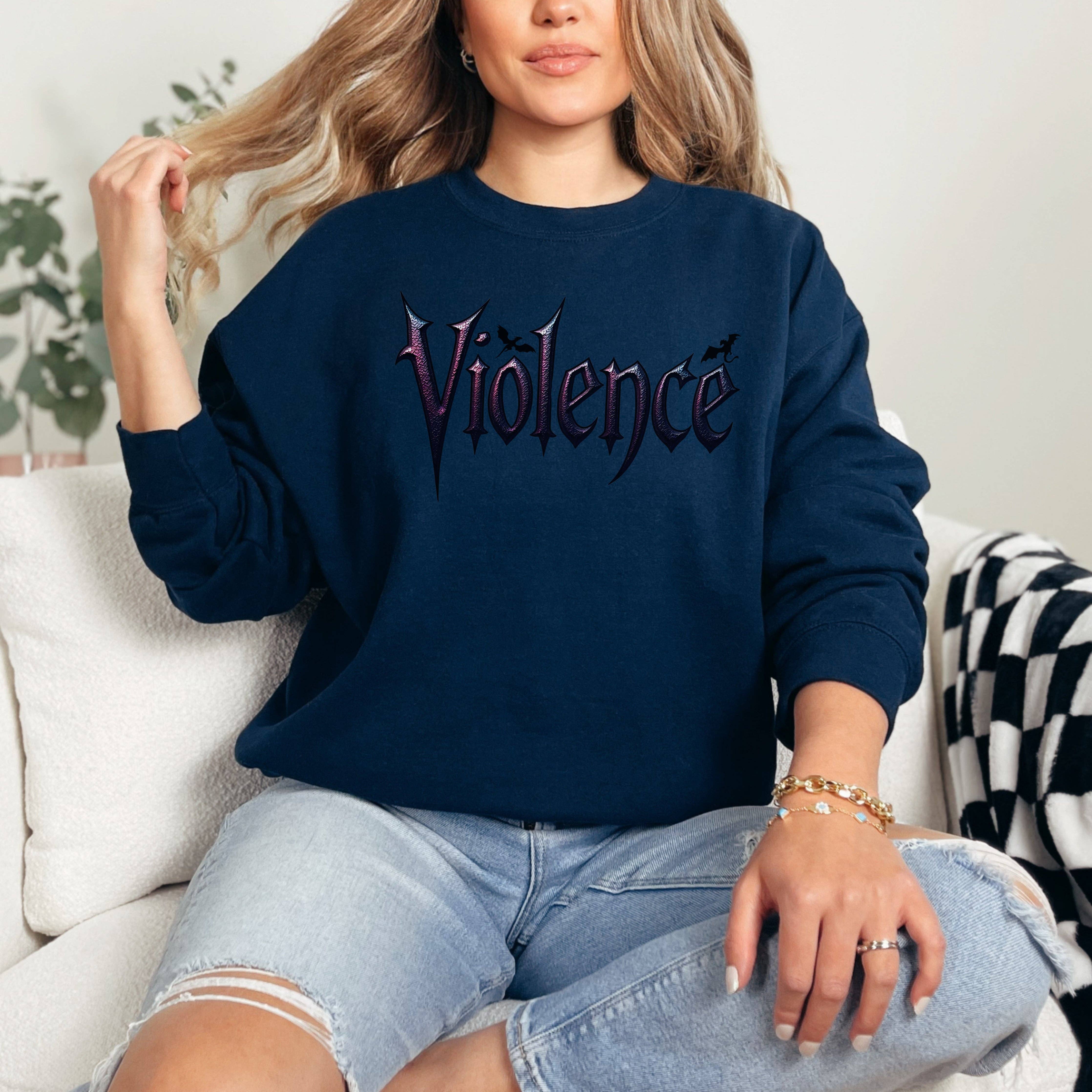 MagicMerchEmporium - Wholesale Graphic Sweatshirt - Women's - "Violence" Graphic Sweatshirt4